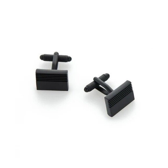 Perry Ellis Black Coated Cuff Links - Picture 1 of 6
